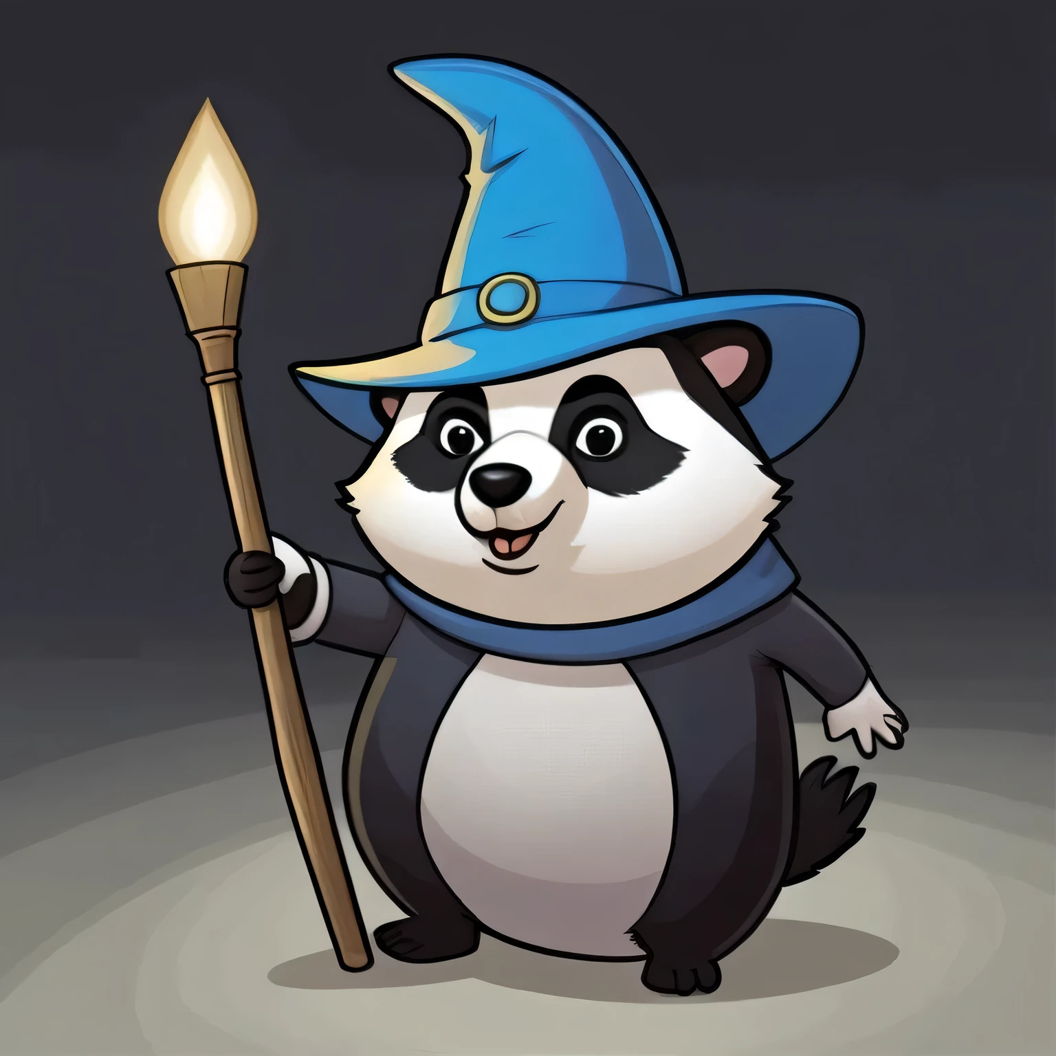 adtime, funny anthropomorphe badger with Wizard hat , high quality, Dungeon