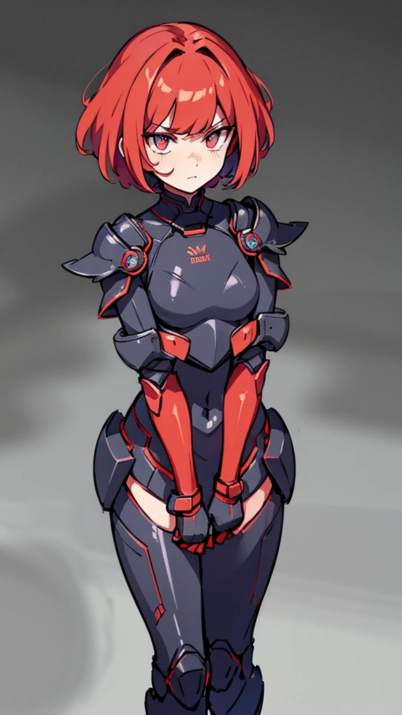 best quality, solo female, full-body, dark dragon bodysuit armor, remarcable shoulder pads, leg parts, matching parts, glowing red detail, medium dark grey hair, detailed hair strands, red colored eyes, mad expression, yielding a sword, night background, vibrant colors, sleek desing, sci-fi style.