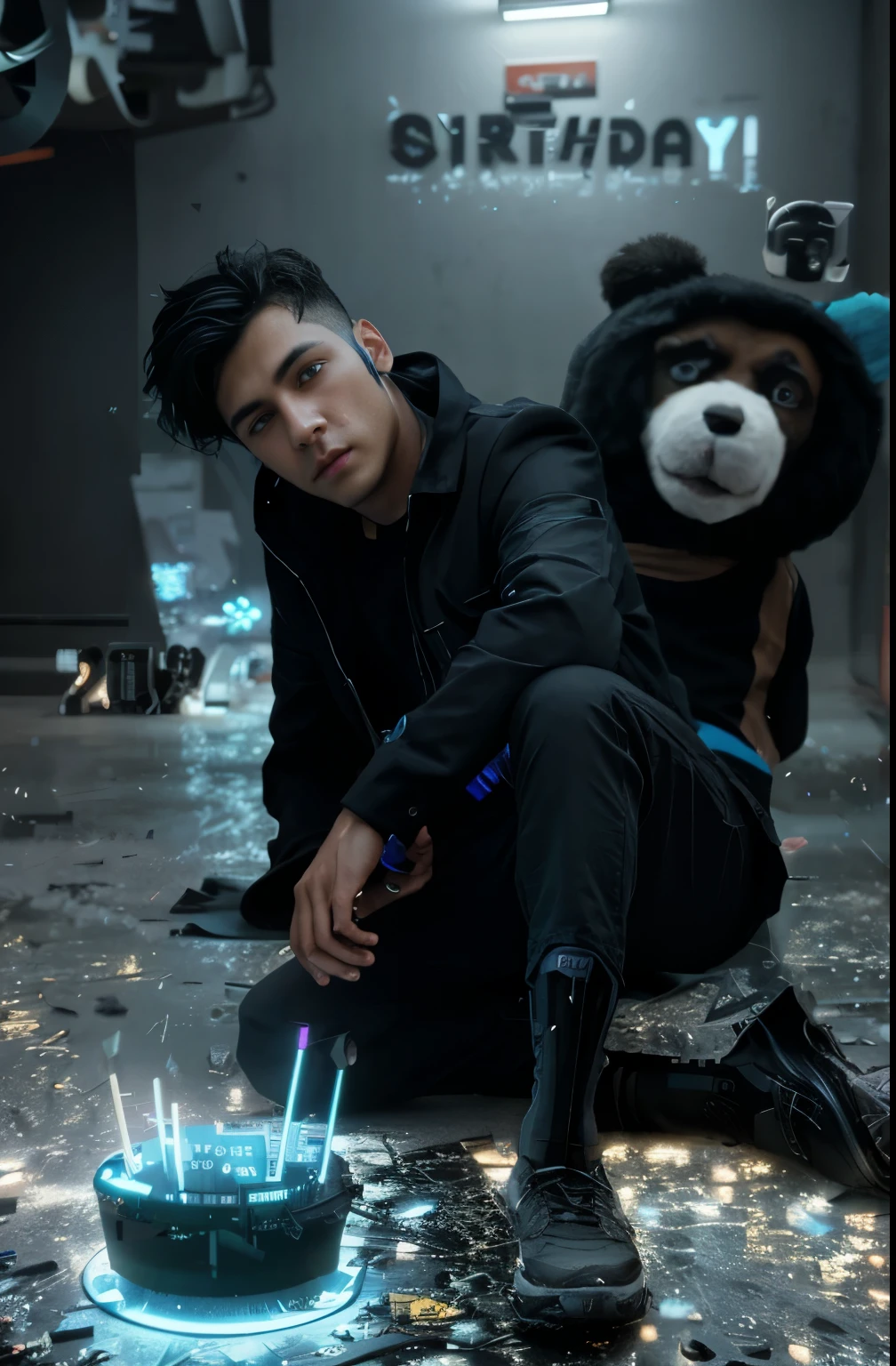 Change background cyberpunk handsome boy,realic face 8k,ultra realistic