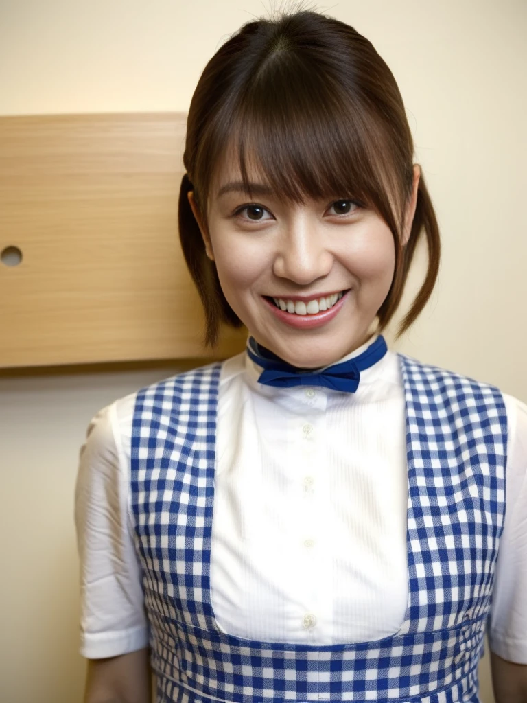 masterpiece, highest quality, (Seductive saleswoman:1), ((Portraiture:1.3)), smile , Hyper detail on skin, Cleans pores,Stick your butt out,Beautiful young Japanese MILF, 40 years old, Perfect Face, Looks great, (Detailed facial features), Clean and nice face,Big Breasts