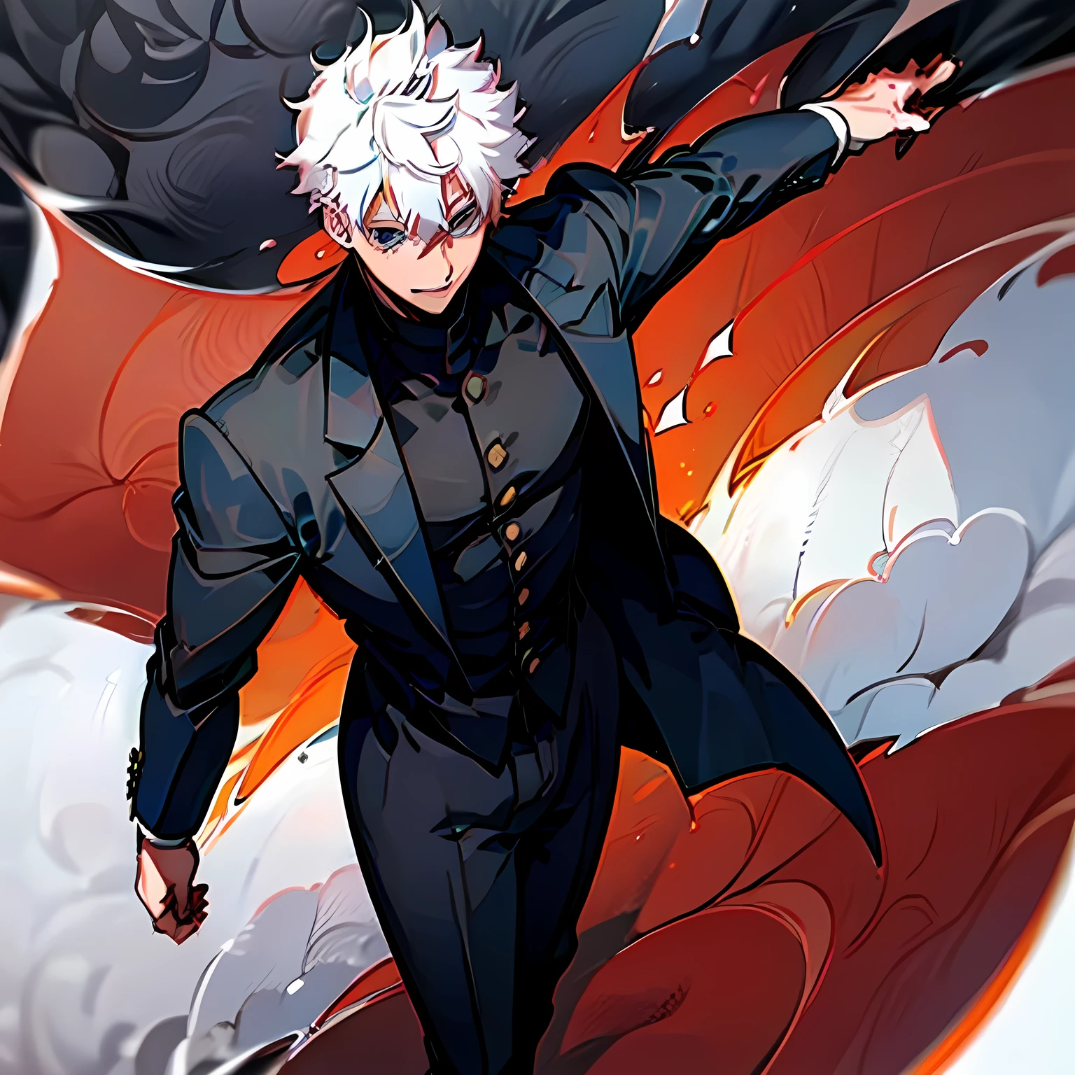 ((Gojo Satoru))) ((de Jujutsu Kaisen))((corpo completo))elegante, lindo,((estiloso)), 8K, Suavemente iluminado, Detalhes variados e requintados, sharp focus, Detailed anime style itself, , Dentro de uma festa formal, Suavemente iluminado, estiloso, imagem de corpo completo, personagem masculino ((vestindo um terno)),((terno de gala)) gravata vermelha e estilosa. 