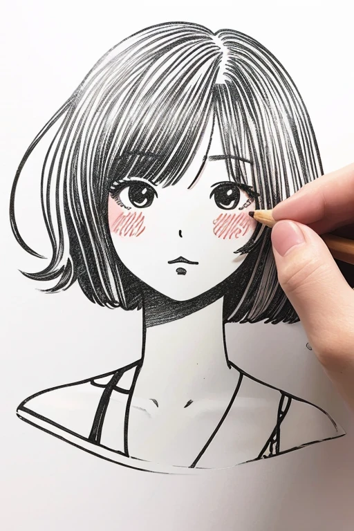 Drawing By Hisashi-Eguchi , Sticker Illustration, Round Face Messy Nudity-Woman-Porn-Star , White Background