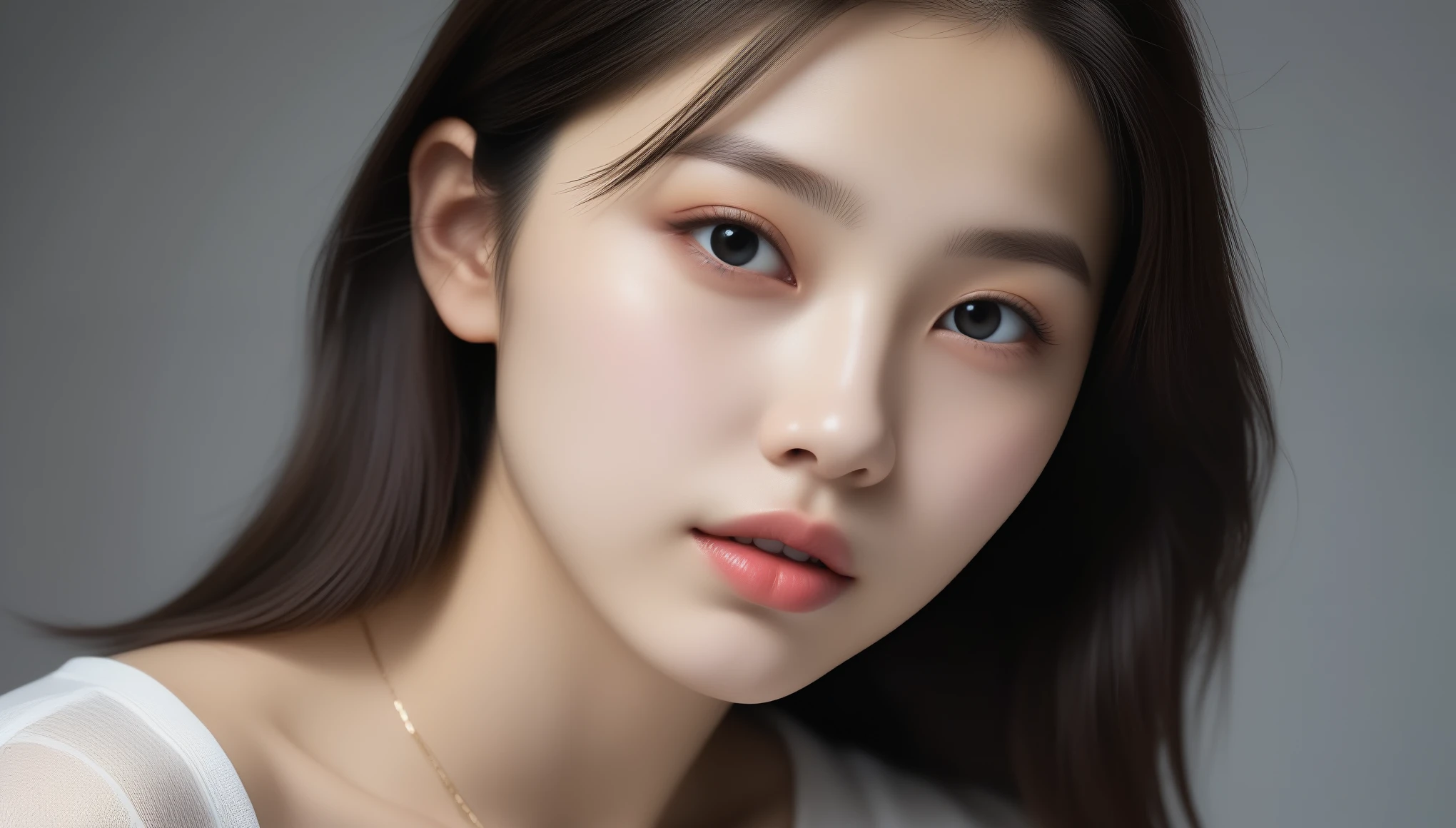 8k, Ultra-high resolution, highest quality, masterpiece, Surreal, photograph, 1 girl, (16 years old:1.3), pretty girl, Cute Face, Beautiful eyes in every detail, 細かくdetailedに,masterpiece,日本のwomanアナウンサー,woman, (Realistic), (Hyperrealism), (photoRealistic), Depth of written boundary, eye make up:0.5, (Upper Body:1.2), (Tight waist:0.7), Looking at the audience, Casual clothing, On the city streets, Sexy pose、See through 、Looking at the audience、beauty,Long neck、Laugh a little、Please close your mouth and laugh、(((Ideal body type))),A-cup small breasts :2,、Portraiture:2、Perfect Anatomy、鮮明なdetailed、detailed、Surreal、Light and shadow,Strong light,Fashion magazine cover,Thin lips