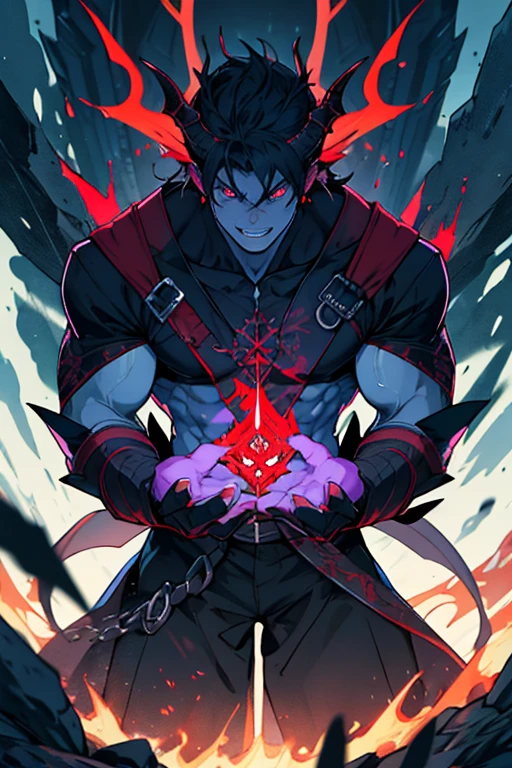 Hombre, ser de oscuridad, dragon demon, ojos rojos, aura morada