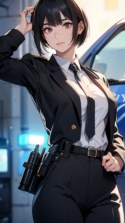 Police Officer　girl　Ready your gun　Glasses　Black Hair　Short Hair　