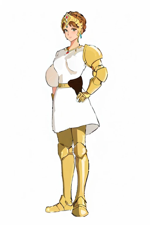Browsing Caution, (Best image quality,highest quality,Highest Resolution, Ultra-Realistic Images,Very detailed,masterpiece),beauty,Kushan,Nausicaä of the Valley of the Wind,Golden hair ornament,tied up her light brown hair,white linen dress,Only the left arm is gold armor,The lower half of the body is made of golden armor..,,((Sticky with sweat)),Big Breasts,(((Huge areola))),Erect nipples,Abdominal muscles, Slim waist,Slim butt,Camel Toe,blush, Eyes in Love, Dynamic pose ,Browsing Caution,