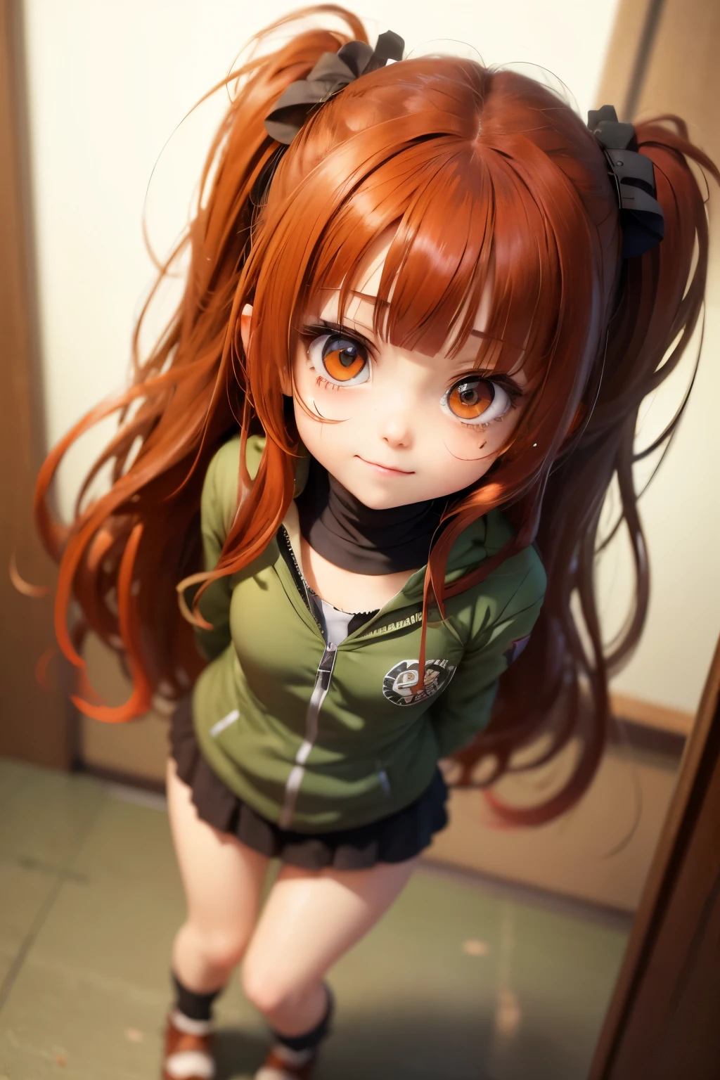 chibi, 1 girl, smiling, full body, bottomless, crafty, very long hair, ((cinematic angle, blunt bangs, focused face, looking at viewer)), Black and white manga art, cute, black eyes, heavy eyeshadow, eye shading, cross hatching on eyes, (complicated facial expression), ((bright red hair)), very long hair, ((twins)), kawaii, simple chibi art, ((sketch)), (pencil_sketch), extreme angle, scarred face, scarred body, (((dark circles under the eyes))), (wavy lines), (Motion blur)1 girl, Manga art, dynamic angle, highest quality, very young girl, girl (Chibi) , (convenient censoring), anime style, flat chest, green military helmet, green military jacket, ((bright red eyes)), ( heavy shading), black and white, spot color, manga style, simple pattern background, masterpiece, close-up, (focus on the face), extreme angle, sketch