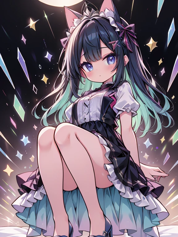melhor qualidade，obra-prima，Final Resolution，O macio，Extremamente colorido，Colorida，high school student，Vestido longo lolita， Sapatos de meia branca