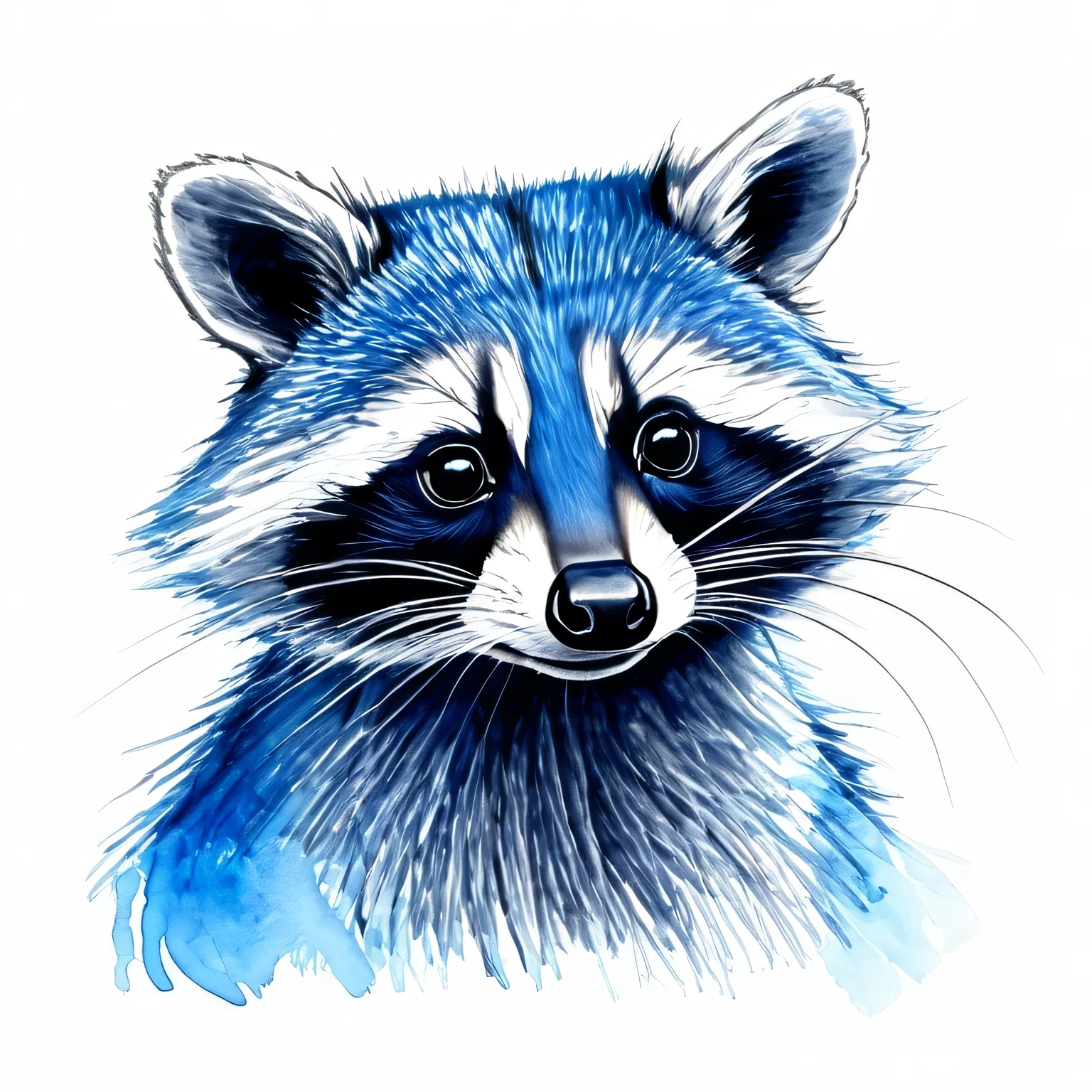 Draw a blue raccoon