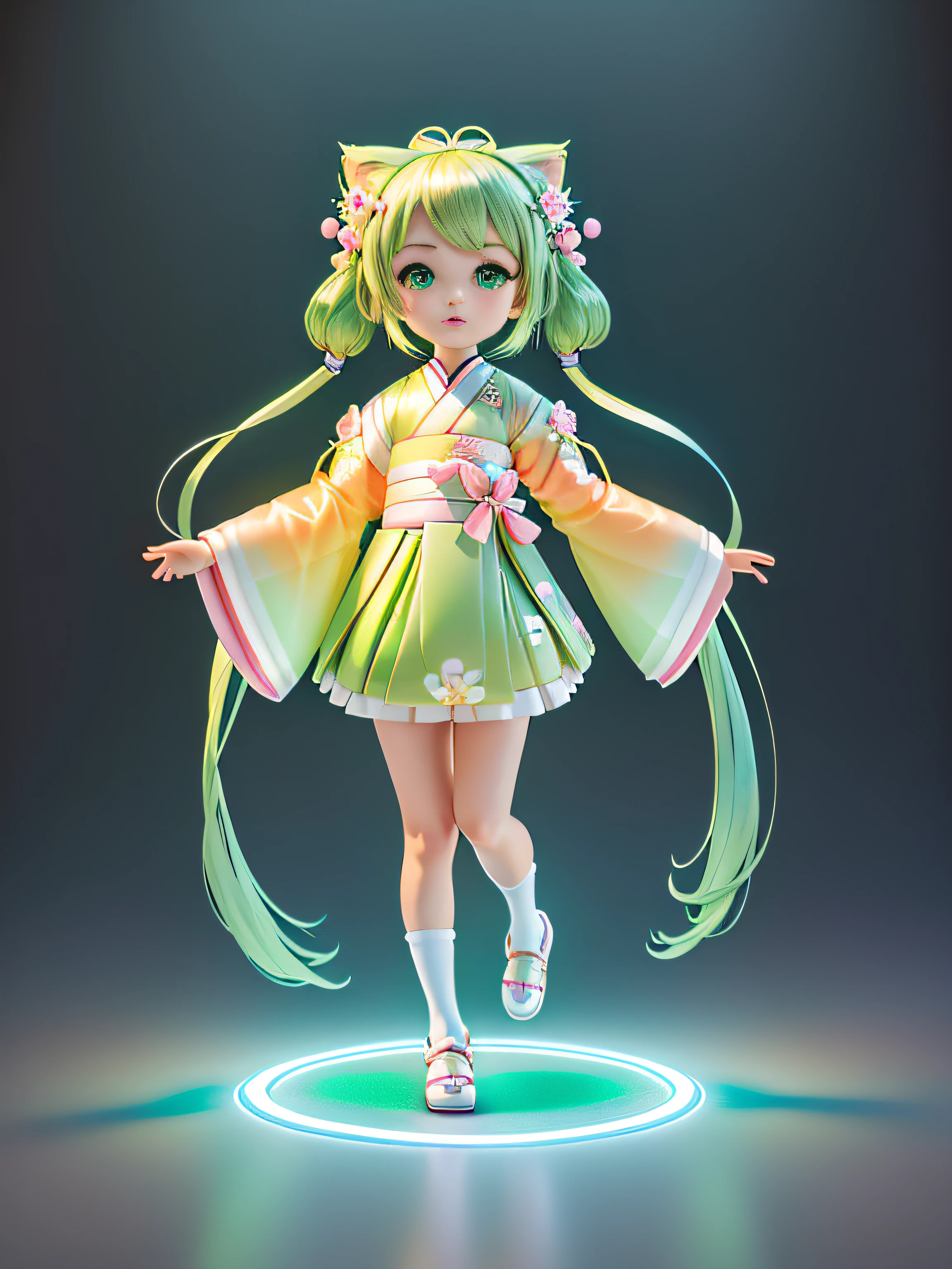 Super cute girl full body 3D drawing,1pc,orejas de gato,buenos ojos mirando,largeeyes,adorable,having fun,C4D,Caja Estor Pop Mate,,burbujas brillantes,juguetes,solid color background,tchibi,Fluorescent transmission,cuerpo luminoso, kawaii,dolls,(((Ancient Hanfu,Hanfu verde))),hoja de referencia,caja ciega pop mart,por Pixar,detalles complejos,3Drenderingof,licuadora,renderizador oc,FOL body hoja de referencia,babea,detalles altos,8K,studio lighting,cambiar,small,,tchibi , SD character:1.1,fondo limpio