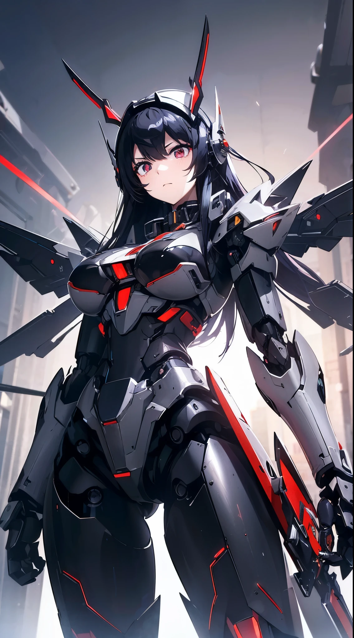 Eyes of the machine glowing red、frustration