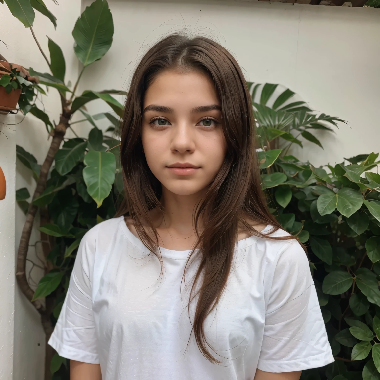 um adolescente moreno, cabelo vermelho, olhos verdes e cabelo branco