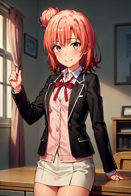 ((highest quality)), ((masterpiece)), (be familiar with), Perfect Face, indoor, Bedroom, Watching the audience,
One woman, Yuigahama Yui,
Open Mouth, Ecstatic expression, blush, smile,
Small breasts, Flat Chest, Young Girl, , , Girl,
Short Hair, Salmon-colored hair, Salmon-colored eyes, Side Pony,
Leg spread,