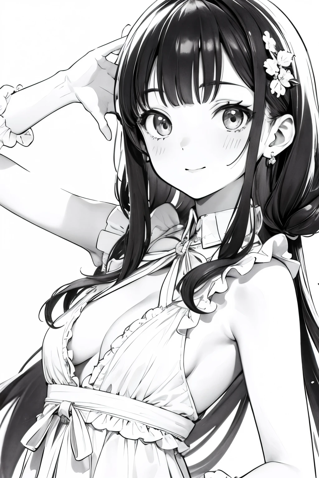 highest quality, masterpiece, Monochrome, Traditional Media, One girl, Small breasts,OL, Seductive Face,Idol,target eye,comics,Pencil drawing,