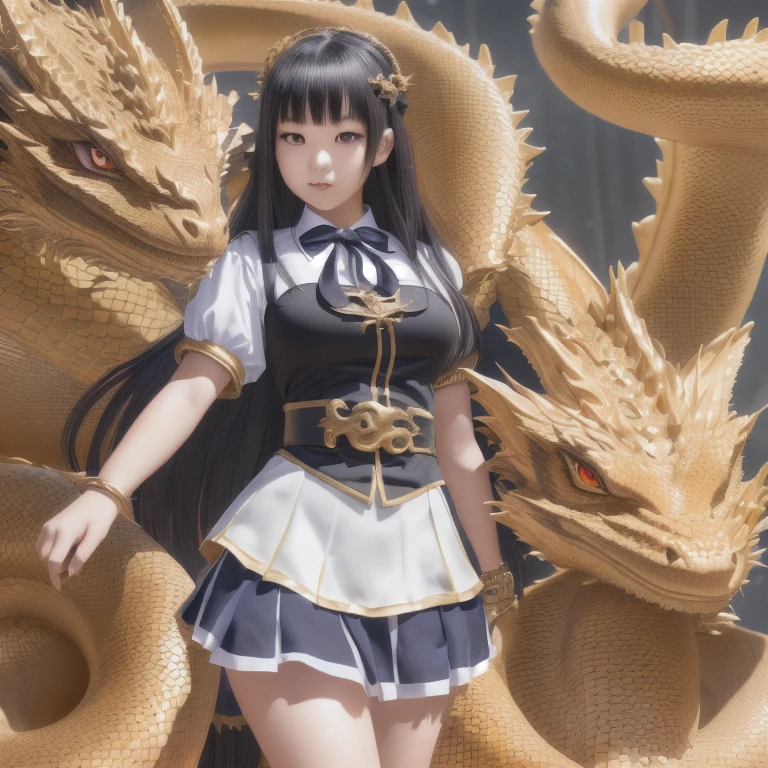 there is a schoolgirl in a black and white dress with a snake on her head, the dragon girl portrait, a beautiful fantasy empress, ruan j i a and art germ, r o s s t ran 8 k, w lop and r o s s t ran, r os s tran and wlop, 4 k detail fantasy, i u lee ji- eun as a super villain, unreal engine render + a goddess(((schoolgirl)))araffe schoolgirl in a gold dress posing next to a large dragon,schoolgirl, masayoshi suto and artgerm, the dragon girl portrait, realistic young gravure idol, 8 k artgerm bokeh, young sensual schoolgirl idol, schoolgirl live-action movie, schoolgirl goddess, a beautiful fantasy empress