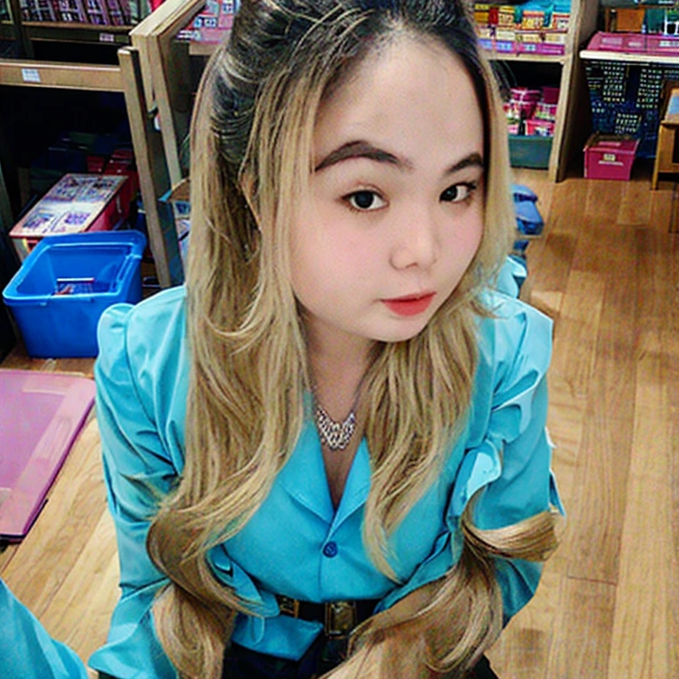 (masterpiece, best quality:1.2), 1girl, solo, full body, beautiful face, dark blonde long hair, small breast