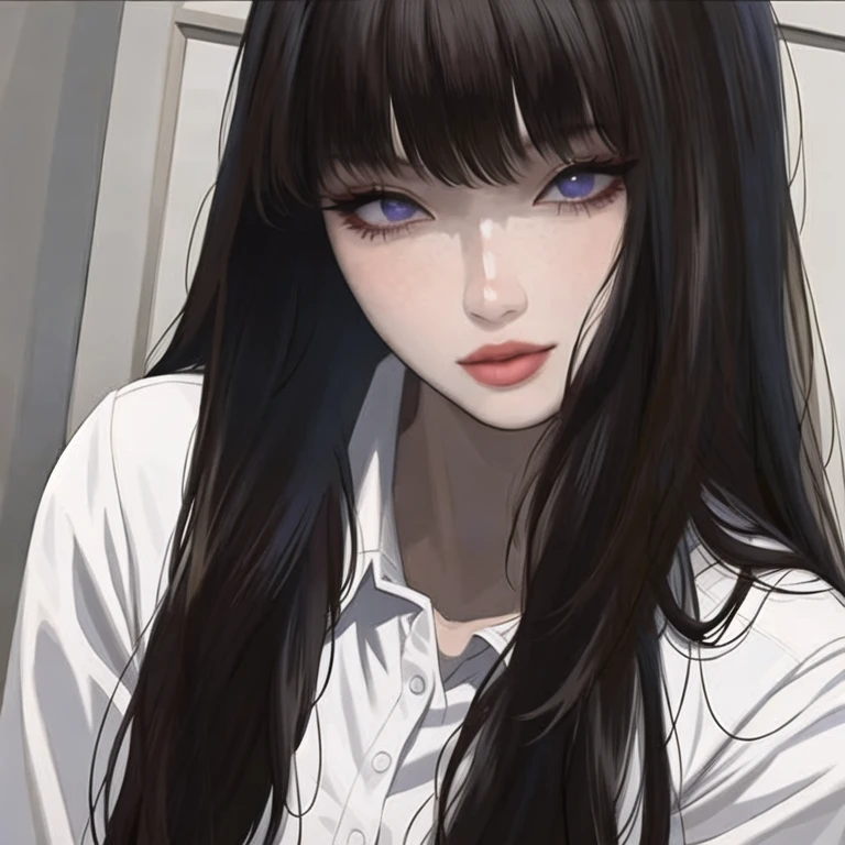 (masterpiece, best quality:1.2), 1girl, solo, a long black hair girl, cool, exquisite, splendid, beautiful, sharp eyes, long eyelashes, thick lips, provocative smile, provocative look, beautiful eyes, detailed background, soft lighting, detailed scenery 