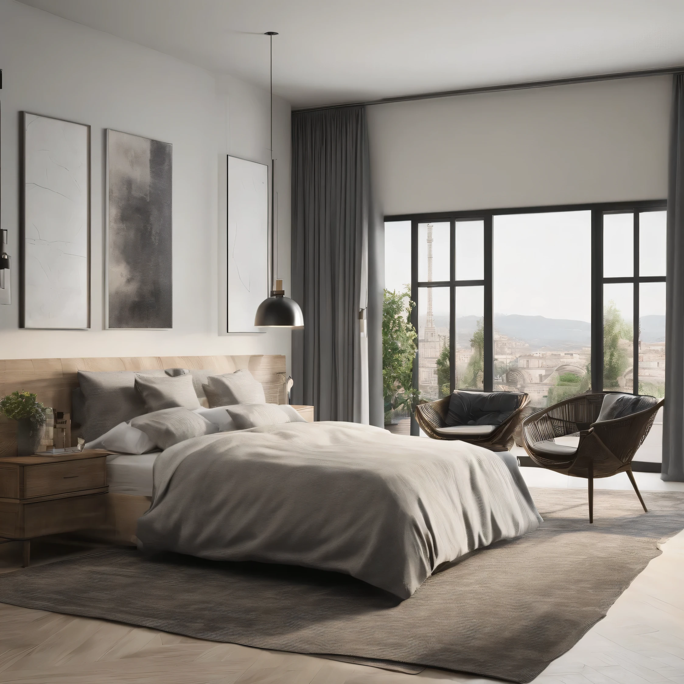 Can you describe a modern living room with a simple and urban atmosphere? The room should have white walls and feature a poster of the ocean. There should be some potted plants and blue curtains. The lighting should be provided by a stand lamp and the room should have a wide-angle view with a high-quality 8K resolution. Please provide a detailed description of the room and its features." I made the following changes to the original prompt: 1. Broke up the long list of features into a more readable form. 2. Used more specific and descriptive words to paint a clearer picture. 3. Removed or rephrased any ambiguous or confusing terms. 4. Added a clearer request for a detailed description. This modified prompt should be more effective in generating a question that ChatGPT can understand and produce a result that closely matches the original request.