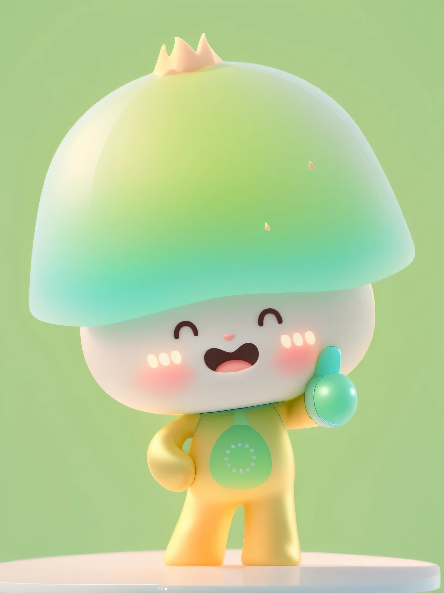 (masterpiece), (Ultra-fine), (Full Body Love:1.2), Super cute, baby, Made by Pixar, kiwi,thumb,Green,Brown kiwi head, Smile, Delicate and exquisite, Incredibly high detail, Pixar style, Bright color palette, Natural soft lighting, Simple background with solid color, Gorgeous, Ultra wide angle, 8K, HD, realistically