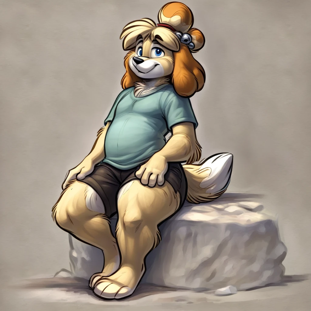 Shih Tzu, (((Shih Tzu))) hairy male anthro, blue eyes, portrait, wearing black shorts, barefoot, alone, (body fur:1.2), (best quality), thick thighs, dramatic lighting, (detailed fluffy fur: 1.1), Kilinah, by Coffeesoda, by hioshiru, by Kilinah)), (((full body))), (((fluffy))), (((totally fluffy body)))
