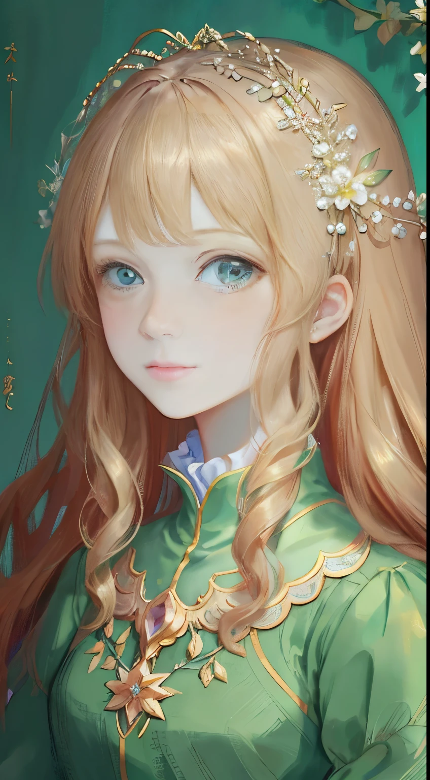 In the Rococo style _ Portrait Anime image painting _ Delicate Flora Description _ princesscore