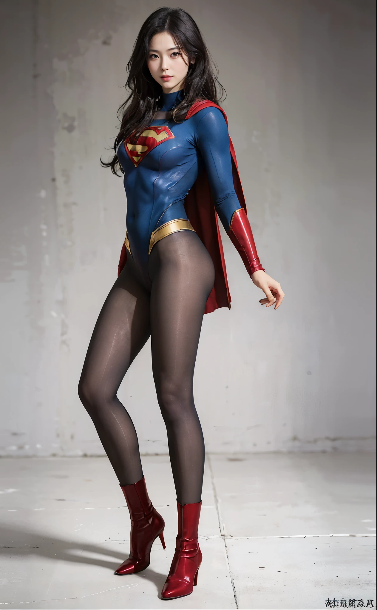 No background、(((Beautiful legs in black tights.)))、(((Legally express the beauty of your smile)))、((((Make the most of your original images)))、(((Body-fitting Supergirl costume)))、(((Supergirl Costume)))、(((Beautiful Hair)))、(((suffering)))、(((Please wear black tights....、Wear red boots)))、((Best image quality、8k))、((highest quality、8k、masterpiece:1.3))、(((Preserve background )))、Sharp focus:1.2、Beautiful woman with perfect figure:1.4、Slim Abs:1.2、Wet body:1.5、Highly detailed face and skin texture、8k