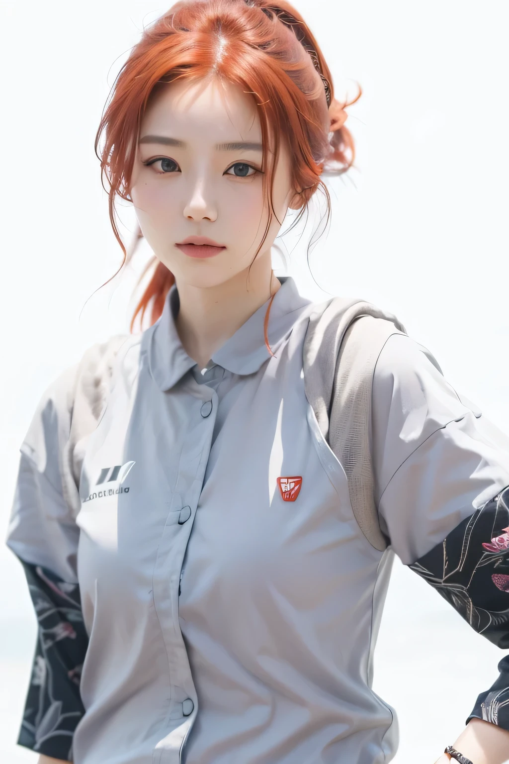 1 girl, itoshi sae,red hair, long hair, ultra detail, realistic, 70mm lens