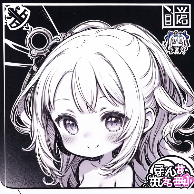 masterpiece、highest quality、High resolution、Very detailed、((Flat Color))、1. A Very Small Girl、ta、Big Breasts、whole body、((Completely naked、Full naked、Full nude、vagina、Female organ、pubic hair))、Chibi Character、girl、cute、Nendoroid、smile、