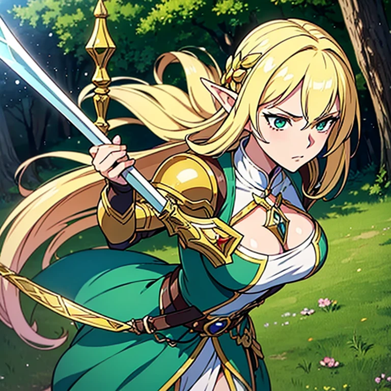 ((a beautiful fantasy empress)), a blonde Elve warrior with emerald green eyes, holding a sword and a sword, alluring Elfe Prinzes, Elfenkrieger, Weibliche Elfe, Elfe Prinzessin, Elf girl, elf rogue, Nissa Genesis Magier, rogue anime girl, a beautiful fantasy empress, cushart krenz key art feminine, blonde anime girl with long hair, beautiful, extrem hoher Detailreichtum, beautiful seductive anime woman, cute anime waifu, beautiful and elegant elf queen, young fairy queen, epische exquisite Charakterkunst, very stylish fantasy armor, Fantasy-Charakter art, Aus Lineage 2, Kriegerin, Female armor, Fantasy-Charakter, schwere white and gold armor, Portrait Anime Girl, anime visual of a cute girl, erstellt mit Anime Painter Studio, Anime style portrait,a woman in armor with a sword and a sword in her hand, shadowverse style, Armor Girl, she holds a sword, hochdetailliertes offizielles Kunstwerk, razor-sharp RPG portrait, im Wald, inspiriert von Li Chevalier, shadowverse, royal elegant pose, white and gold armor, epische Geschichte