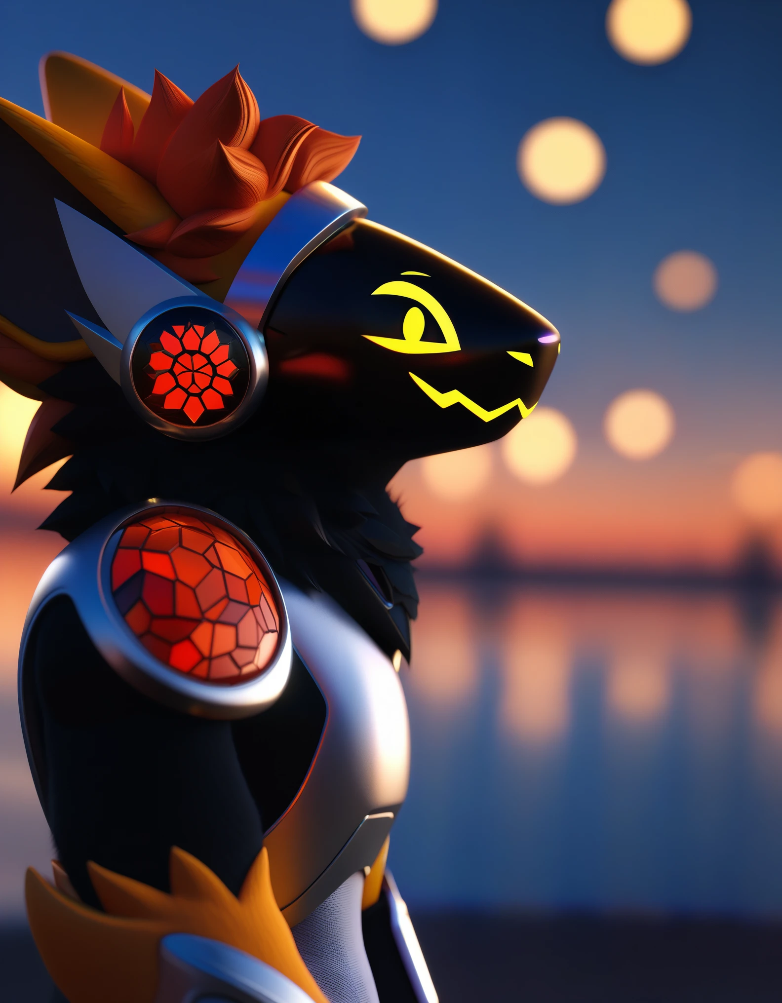 3D cartoon Disney character portrait render. protogen furry, bokeh, 4k, highly detailed, Pixar render, CGI Animation, Disney, cute big circular reflective eyes, dof, (cinematic film), Disney realism, subtle details, breathtaking Pixar short, fine details, sharp focus, HDR, Disney-style octane render, incredible composition, superb lighting and detail, protogen furry