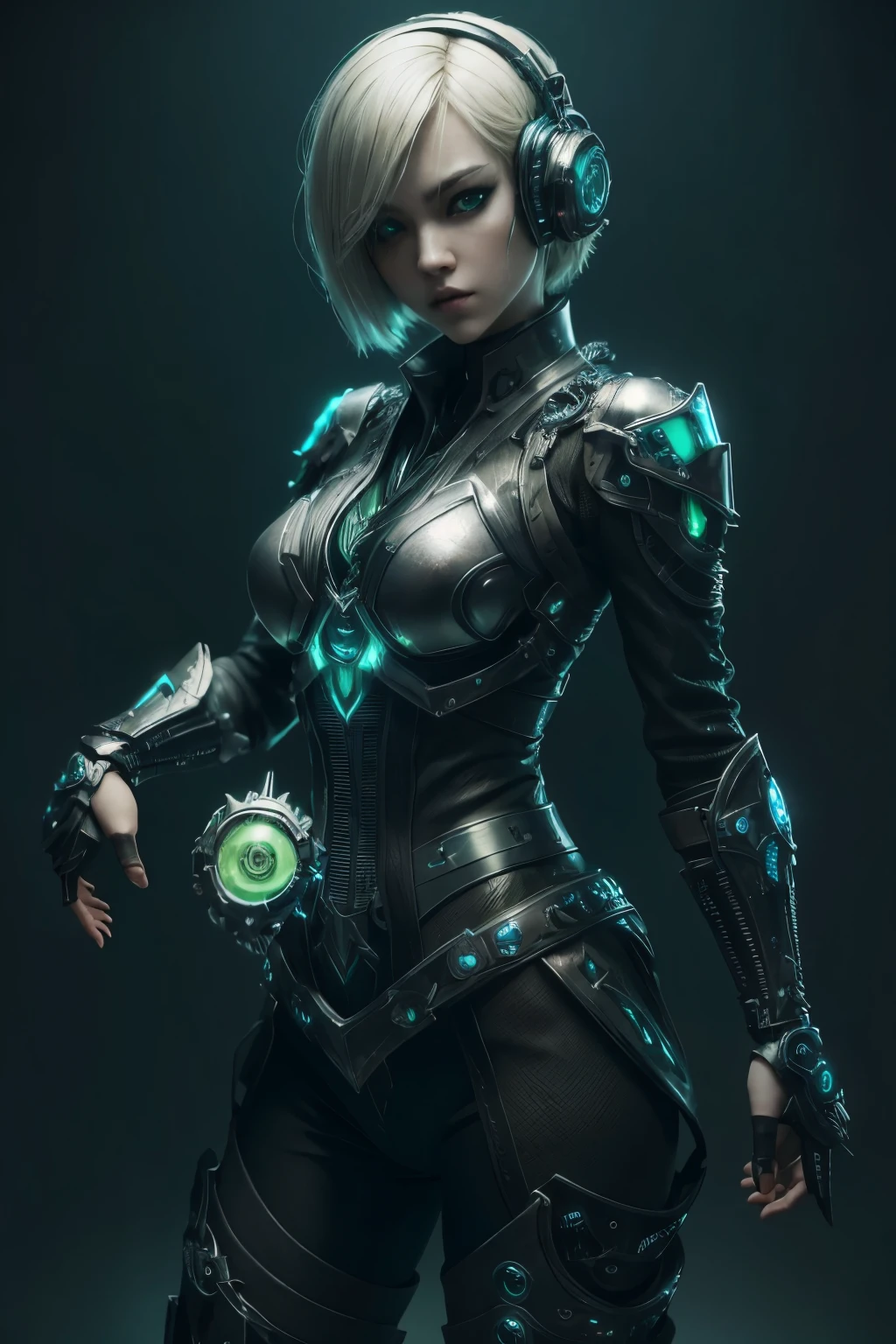 beautiful japanese young woman, extreme detailed, bodysuit, gloves, belt, thigh boots, (valorantViper:1.2), bodysuit, gloves, belt, thigh boots, respirator, looking at viewer, face, portrait, close-up, green, slender, (combat ready stance), (tactical outfit), (solo character), (gaming theme:1.5), short hair, green, (blonde hair), (milittary gear), (gas mask:0.4), (poisonous green:1.2), (glowing effects),