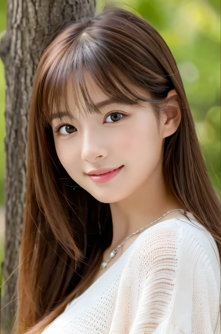 (((8ｋ,Attention to detail,Attention to detail、highest quality，masterpiece,Attention to detail,alone))),RAW Photos & Realistic atmosphere,Beautiful dark eyes,Mouth Details,Glossy lips,Thin eyebrows,beautiful Eyes、Soft white skin that shines in every detail、Her deep black eyes are very beautiful,Lip details、Very beautiful face,Very beautiful face、Lively Faces,beautiful, Glistening lips,beautiful Eyebrows,Infinite Reality, Realistic Young Gravure Idol,Very cute woman , Young Gravure Idol, Young Gravure Idol, とても美しくてかわいいbeautiful 21 year old beauty,Incredibly beautiful and elegant，beautiful 21 year old beauty,Natural soft light,（Shiny Hair,,beautiful and kind eyes：1.5）,A kind smile,Shapely breasts,Long Hair,beautiful posture,No makeup,Take a quick look at the camera,Red Shirt，