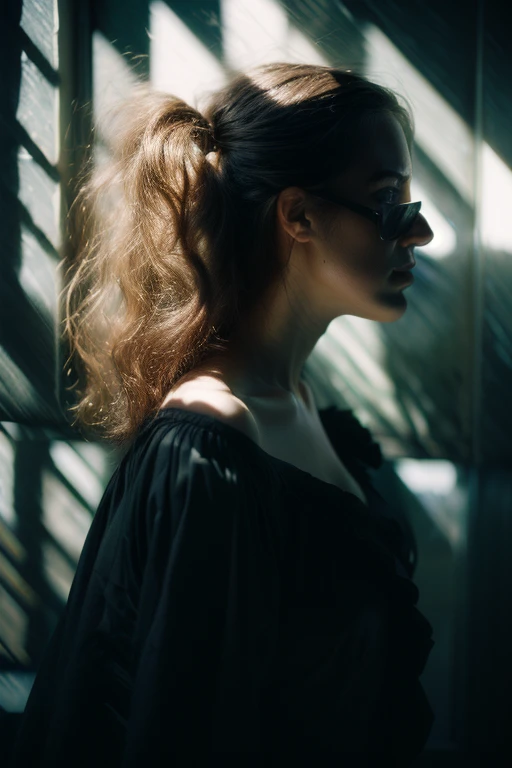 (((Iconic woman from film noir Matrix wearing black sunglasses and dark leather outfits.,Expresiones seguras pero extremadamente hermosas.))) (((obra maestra, rico emocional, Hyper realistic,extremadamente detallado))) (((lighting chiaroscuro colors background))) (((gorgeous, voluptuoso, sofisticado, elegant))) (((dynamic pose,mirando al espectador, vista de perfil,espacios abiertos))) (((buen detalle, Influencia verde claro, estilo moderno))) (((por el estilo Rembrandt,por el estilo de Diane Arbus))), , cinematic style