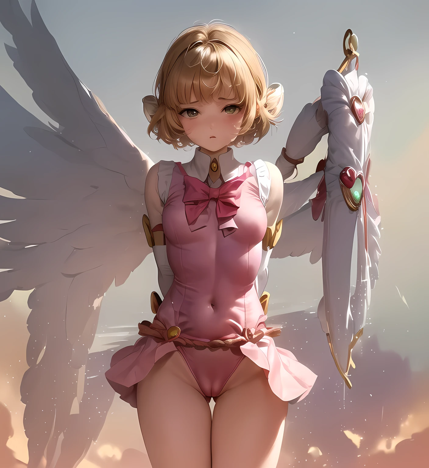 1 Beautiful Girl, Card Captor Sakura, Short Hair, (:1.4), (Magical Girl Leotard:1.7), (blush), masterpiece, highest quality, High resolution, (40 year old mafia man, penis:1.4), Perfect limbs, (Mating press:1.2), ((((penis enters vagina)))), behind, Spread your legs, Beautiful vagina depiction, ((Binding, Arms behind your back:1.4)), ((Restrained by rope)), Beautiful girl has sex with a man
