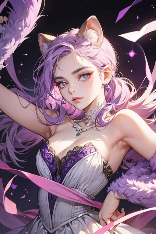 1girl, crazy imp, silly, purple hair, voluptuous