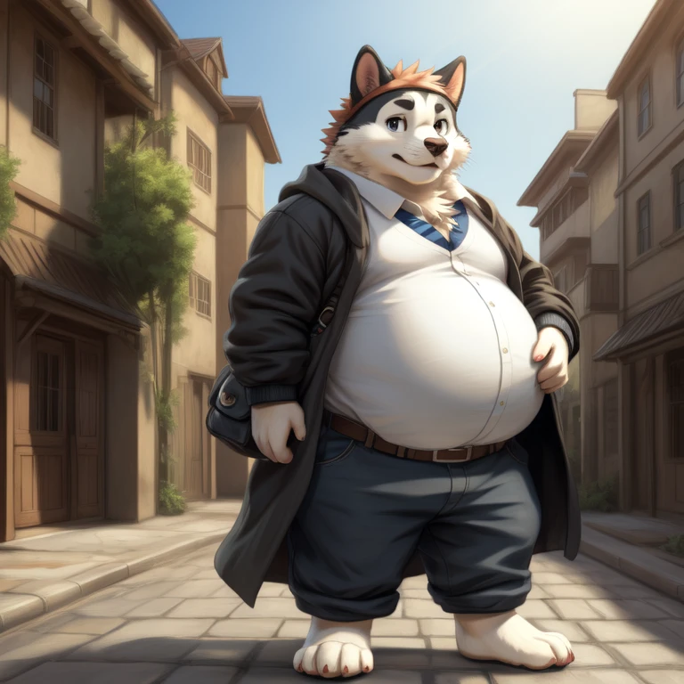 ((Masterpiece)),((Hight quality)),((Hught Detailed)),((Realistic,)) Anime Artistic masterpiece art, Concept anime art, Furry character, full body picture, Cool Anime style, full body image, An all obese boy on the way to school, detailed face, detailed eyes, detailed nose, defined face, big belly, high resolution settings, settings to fix face, high resolution settings, face fix settings, Whismical model, detailed eyes, detailed hands,