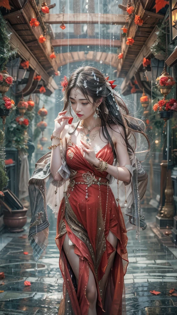 (photorealistic:1.4),Keep your eyes on the camera，Smile, ultra detailed, beautiful and aesthetic, masterpiece, best quality,lifelike rendering,Bokeh posture model, Unreal,(portrait of a cowboy shot:1), flamboyance, 1girl, see-through , upskirt,minghun, ( stochastic pose,stochastic action),tyndall effect, perfect lighting,detailed lighting,dramatic shadows, glowing, long hair, Around,hanfu, perfect ratio,hime cut,luxury, jewelry,ornate, bracelet, hairpin,embroidery,