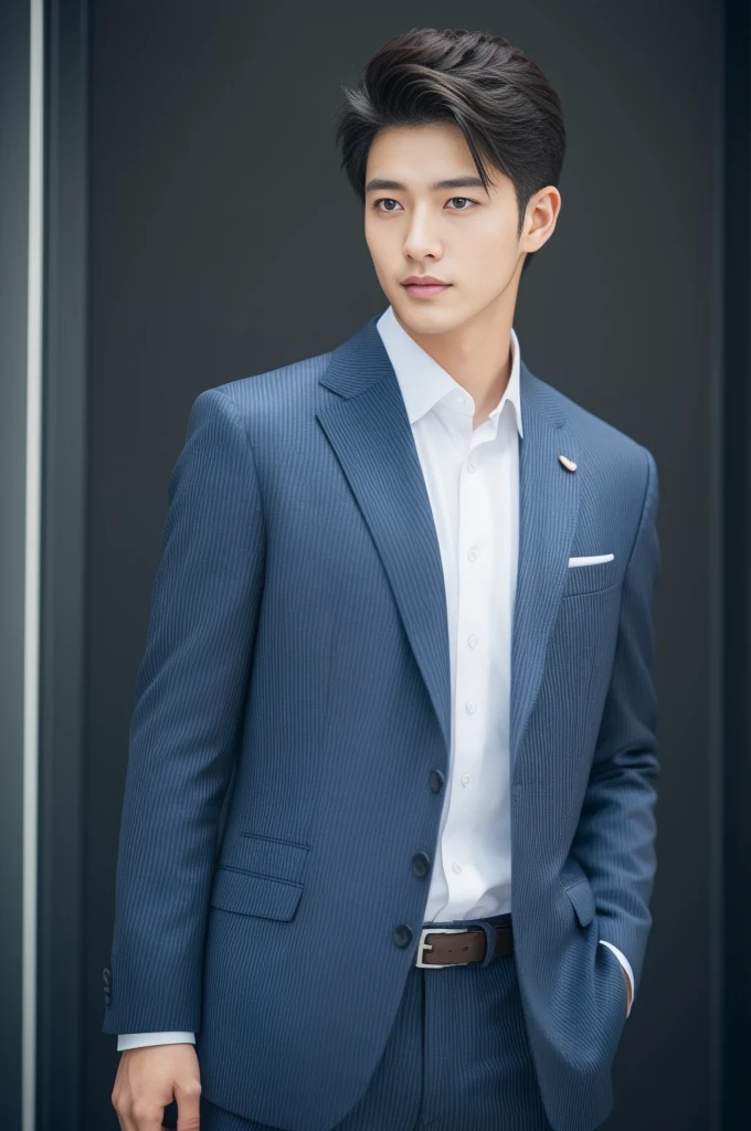 20-year-old refreshingly handsome new employee、 (Super cool S-class guy in a suit)、 Japan boys at 20 years old、 businessman、 Ultra-luxury suits、 Striped suit、 s Office、 Stand in a suitSYoung handsome man、 Full body photo、 (Highly detailed photos of CG Unity 8K)、 (A highly detailedSHandsome man in class)、 (Photo Real)、 ((top-quality))、 ultra-detailliert、 (masterpiece)、 An ultra-high picture quality、 tall、 viewer、 Gentle man、 Very beautiful hair、 short-haired、 Bright photo、 Handsome like a model、 Handsome like an idol、 Luxury Watches、 Cool belt、 japanes