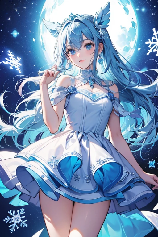 Io's Jewel Charm is cone-shaped with a dark blue decor and a snowflake shape in the center. It's base color is light blue and light pink. SPARKLE; GLITTER