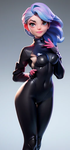 ((best quality)), ((masterpiece)), (detailed), perfect face,Delicate 3D PVC model of cute young girl, looking at viewer, soft smooth lighting, with soft pastel colors, 3d icon clay render, 120mm lens, 3d blender render, trending on polycount, modular constructivism, skin-tight, bodysuit, full bodysuit, skintight bodysuit, nipples
