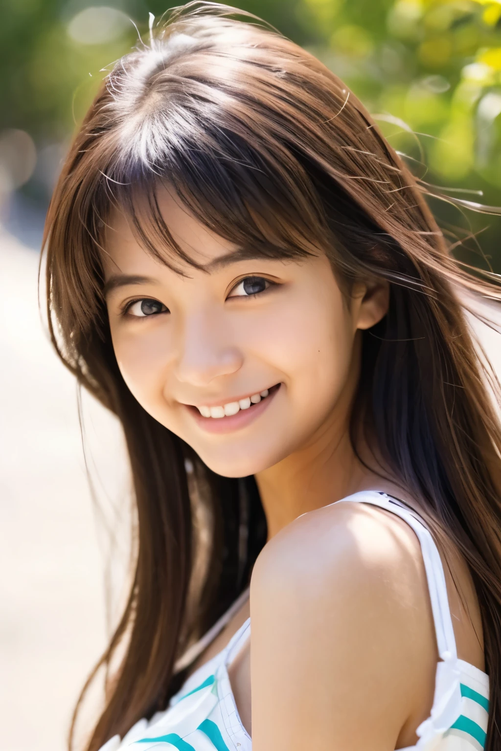 18age、smile、beautiful、Shining eyes、stare、,Clit Eyes、