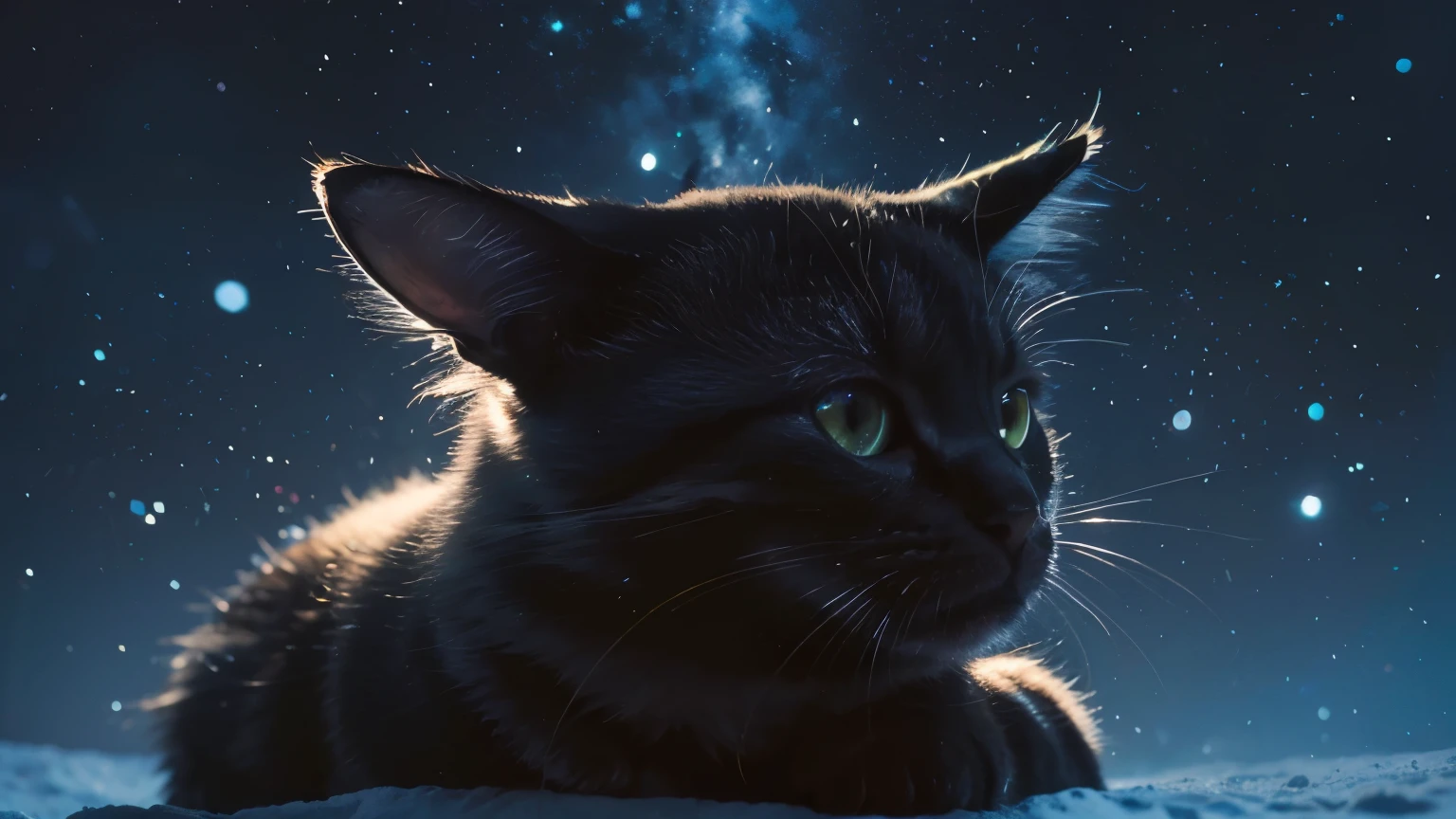 Cat, 黒髪のかわいいCatの8kポトレイト, Macro photography, intriCate, elegant, Realistc depth of field photography, Perfect natural light (masterpiece, Side light, Detailed and beautiful image rendering), Realistc hair, Realistc particle, Realistc bokeh, Realistc blue sky, Beautiful sky, light, light photography, Taking photos of places of interest, Perfect color tone, Realistc eye Cat, Realistc backlight, Realistc store texture, Realistc stars, Realistc Cat whiskers , Best Landscape Color Tones, Realist, Realistc shadow, Highest saturation, RAW images, night, Blue Glow Eye Color, leaf, cute black Cat