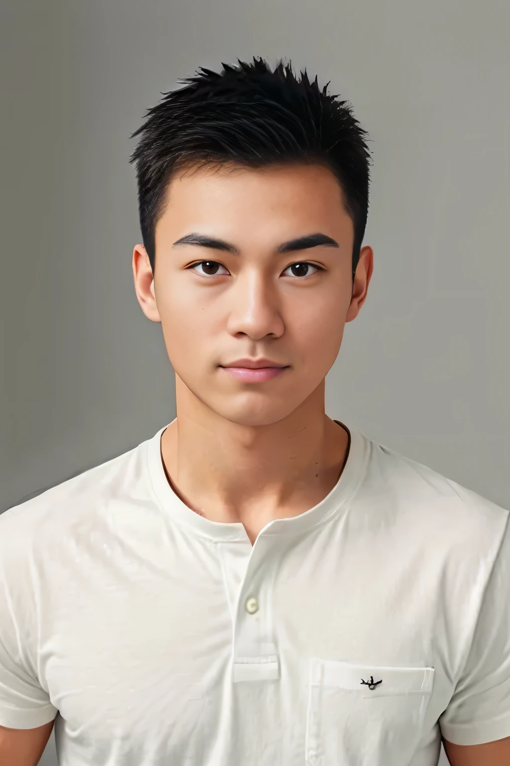 1man,A -yeld mular man,Wear a short-sleeved white shirt,With a tie,Wear sneakers,full bodyesbian,gentlesoftlighting,tmasterpiece,best qualtiy,8k uhd,digital SLR camera,filmgrain,Fujifilm XT3 Realistic painting art,Written by Midjourney and Greg Rutkowski,Divide hair in the middle