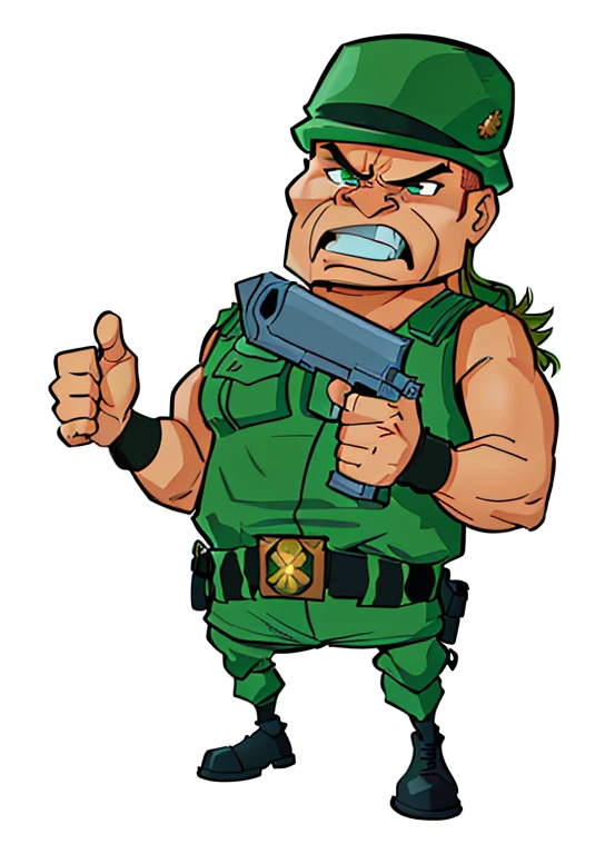 disney pixar, 8k, (Artwork, best quality:1.1576), (ultra-detailed:1.1025), (Cinematic lighting, illustration:1.05, beautiful detailed eyes, 1 girl:1.05), cartoon soldier with a gun giving a thumbs up, heavy weapons guy, rugged soldier, hd illustration, man is carrying a rifle, guerrilla soldier, police character design, manly, monster, tough guy, wearing plumber uniform, an angry muscular army general, muscular! green, cartoon style illustration, police character design!!, doomguy as a soviet soldier, rugged male ranger