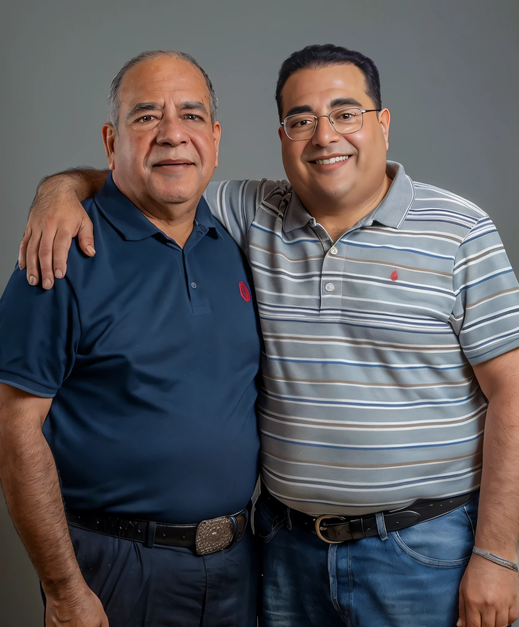 Son dos hombres posando juntos para una foto en un estudio., retrato de dos personas, foto de retrato, ghutra y igual, retrato de estudio photo, two men hugging, dos hombres guapos, retrato de 70 mm, retrato de estudio, color retrato de estudio, retrato de 60 mm, portrait photo of a backdrop, contra el fondo oscuro, portrait photography, filmada con sony a 7 iii