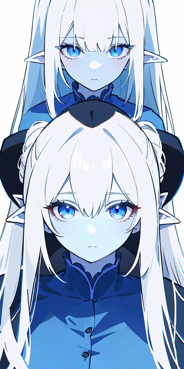 Big, blue skin color, white hair, blue ayes, pointy ears, hyper realistic, ultra detail, high res