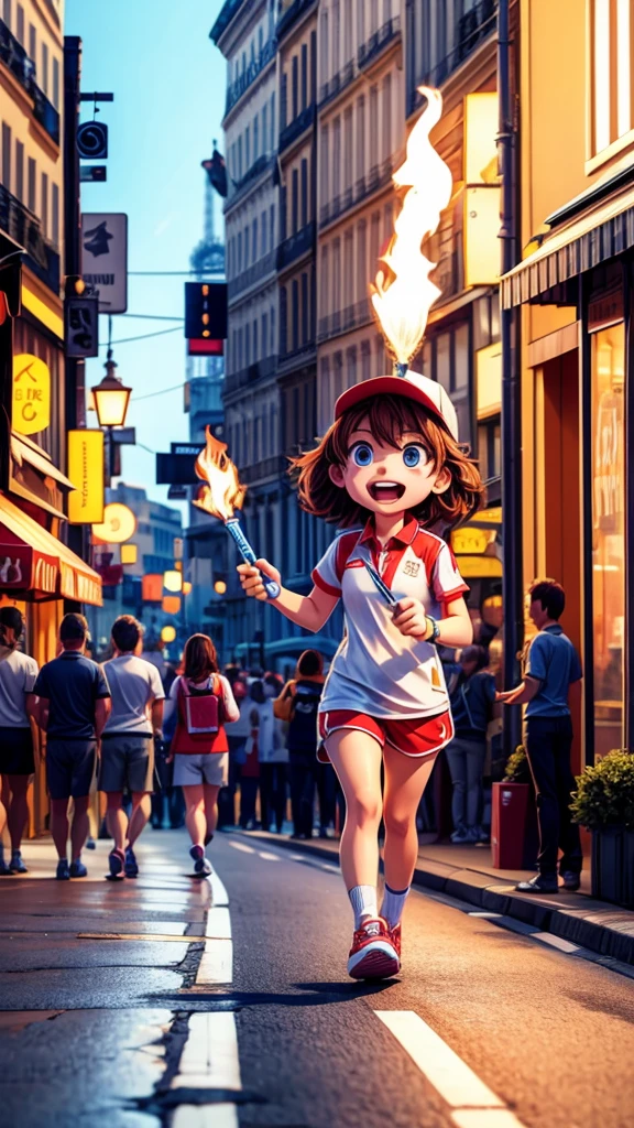 Paris Olympics、Torch Relay、Walking along the road、crowd