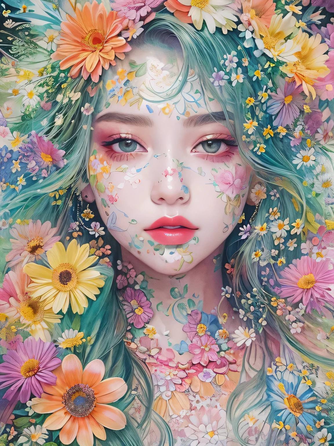 Masayo Style、(((stylish fashion))), 8K Quality、Intense watercolor, Detailed watercolor art, Watercolor splash, Surreal, avant-garde pop art, Beautiful and expressive paintings, Beautiful artwork illustration, Very colorful tones, wonderful, Cool beauty, highest quality、Official Art, Vector art, Stylish design, (((The most beautiful girl))), (((highest quality))), HDR, ((detailed)), (((Doodle Art)), ((masterpiece)), ((Super detailed)), (((Colorful flowers))),(((Stylish))),