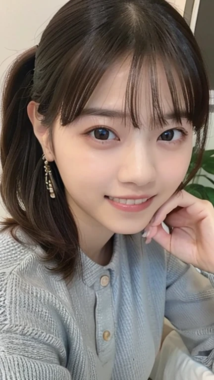 Tabletop、(highest quality、4K、8k、High resolution、masterpiece: 1.2)、Very detailed、(Genuine、photoGenuineistic、photoGenuineistic: 1.37)、Full Body Shot、Complex and beautiful eyes、woman、Twin tail hair、(Big Breasts:1.4)、Natural color lip、whiteTshirt、Bold and sexy pose、smile、Ocean、20-year-old girl、A cute and sexy shot of her looking at the camera、Realistic proportions
