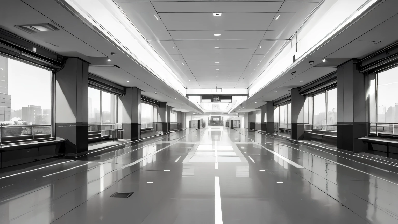 Bright Lights;Multiple parking spaces with lines drawn;High-end;Indoor parking lot;luxury;Elevator entrance;Spacious;panoramic;Wide-angle lens